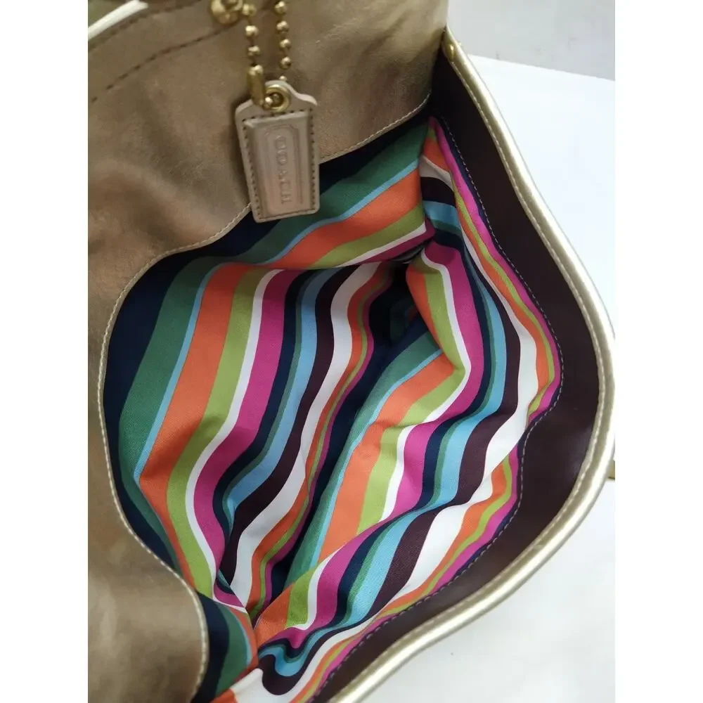 Coach Lily Metallic Gold Leather Limited Ed TurnLock Tote Bag - VTG